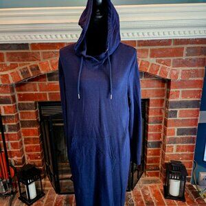 Cute Serra Blue Jersey Hoody Dress with Front Pocket. Soft & Comfy. Size XL